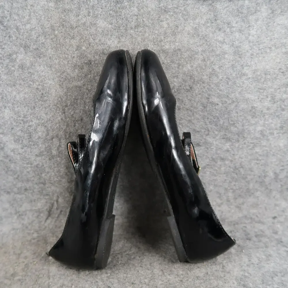 Girls Dress Shoes Mary Jane Ballet Flats Kids 3 Black Patent Buckle Straps